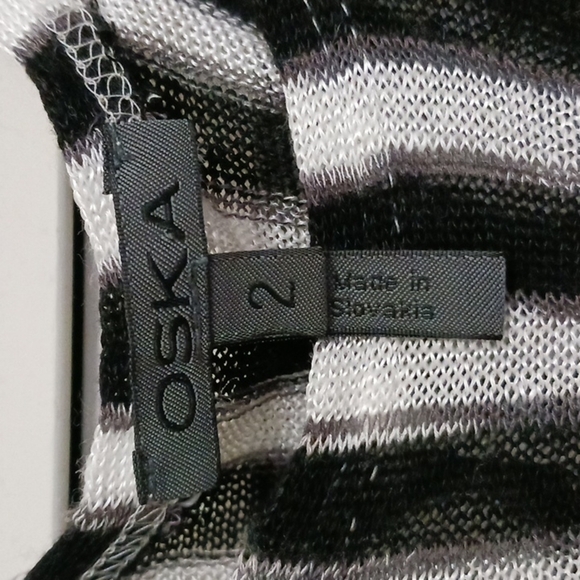 Oska Lagenlook Linen Blend Knit Tank Top, Black White, Size M - Picture 3 of 8